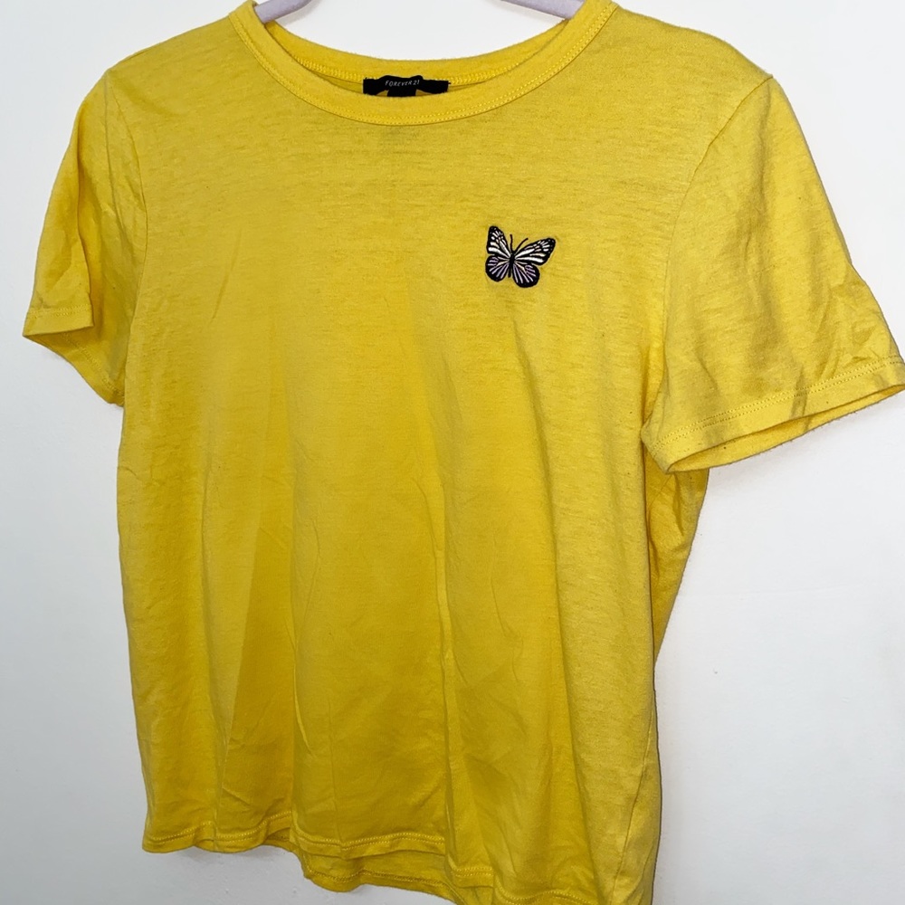 Yellow Butterfly Short Sleeved Top
